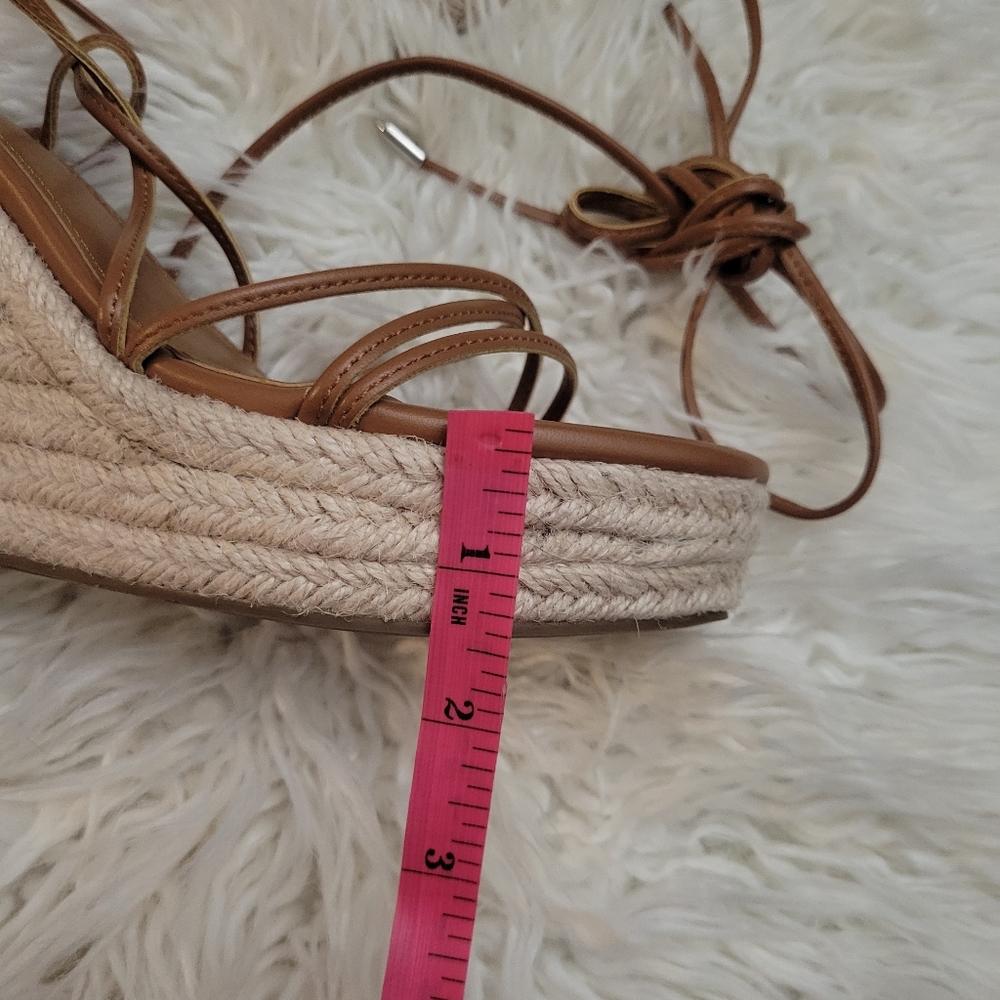 MARC FISHER KYLE WOMENS  LEATHER LACE UP ESPADRILLE WEDGES SIZE 8.5 - Picture 13 of 14